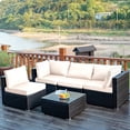 thumbnail image 1 of Costway 5PCS Patio Rattan Furniture Set Cushioned Sofa Chair Coffee Table White, 1 of 10
