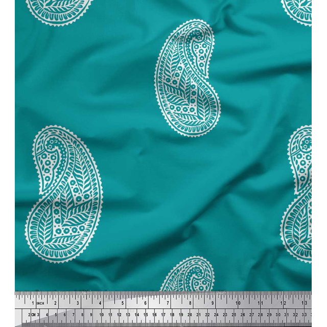 Soimoi Poly Georgette Fabric Paisley Block Fabric Prints by Yard 52 Inch Wide