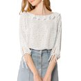 thumbnail image 1 of INSPIRE CHIC Women's Ruffled Neck Half Sleeve Sheer Summer Polka Dots Blouse Tops, 1 of 7