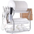 thumbnail image 1 of Multifunctional 3-Tier Dish Drying Rack, Stainless Steel Kitchen Sinkware Dish Rack Kitchen Supplies Drying Frame, Quick Dry with with Drainboard, 1 of 8