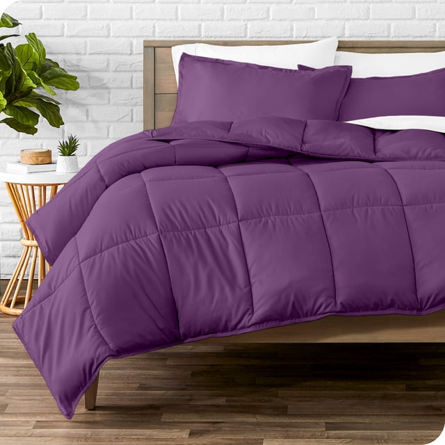 Bare Home Goose Down Alternative Comforter Set - 3 Piece Set - Oversized Queen, Plum