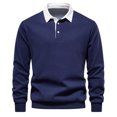 thumbnail image 1 of Yuyuzo Men Golf Shirts Long Sleeve Button Lapel V Neck Pullover Sports Tops Solid Color Patchwork Basic Blouse, 1 of 6