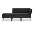 thumbnail image 2 of vidaXL 3 Piece Garden Lounge Set with Cushions Poly Rattan Black, 2 of 5