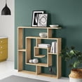 thumbnail image 2 of JV Home Labyrinth Collection 51x49 Inch Grand Bookcase Stylish Bookshelf 6 Tier Shelving Storage for Living Room Kitchen Laundry Bedroom (Oak), 2 of 7