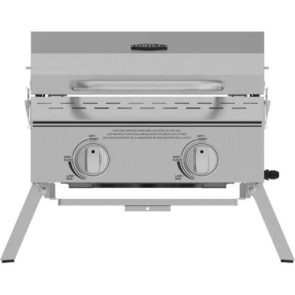 Expert Grill Barbecue au gaz propane de table à 2 brûleurs en acier inoxydable