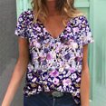 thumbnail image 1 of Hauts d'Été Grande Taille pour Femmes Tendance Femmes Blouse Imprimée d'Été T-Shirts Décontractés à Col en V Manches Courtes T-Shirts Hauts T-Shirt à Col en V Femmes en Liquidation, 1 of 5