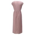 thumbnail image 3 of Innerwin Dresses Crew Neck Ladies Dress Beach Solid Color Loose Sundress Pink 2XL, 3 of 8