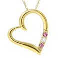 thumbnail image 1 of 3-Stone Heart Blue Sapphire Pendant 14K Yellow Gold, 1 of 1