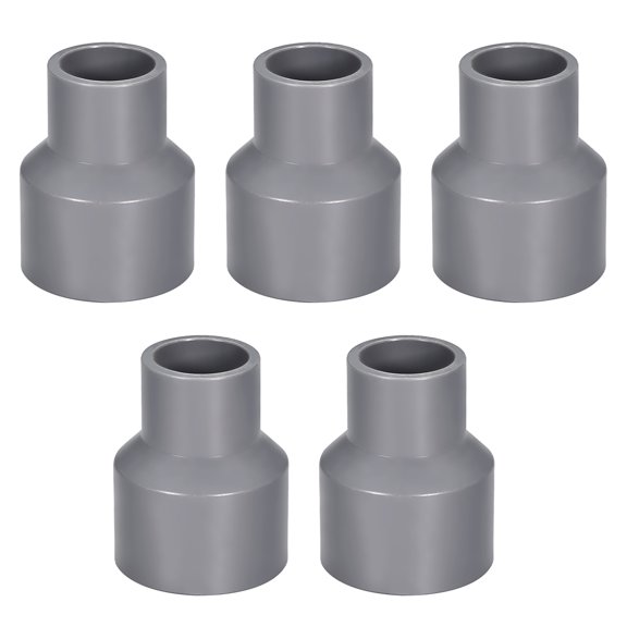 Unique Bargains PVC DWV Reducing Coupling Schedule 40 Gray 1/2-inch x 1-inch Socket 5Pcs