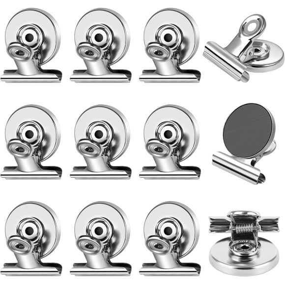 ZHIMEIFENG 12 Pack Heavy Duty Refrigerator Magnet Clips, Strong Stainless Steel Fridge Magnets, Scratch Free Metal Magnet Clips for Fridge, Whiteboard, Kitchen, Office