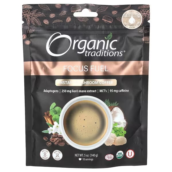 Organic Traditions , Café Instantané aux Champignons, Focus Carburant, 5 oz (140 g)