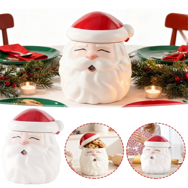 Liyamei Pot à Biscuits pour Comptoir de Cuisine, Pot à Biscuits Parfait pour Ranger les Biscuits et les Décorations des Fêtes, Pot de Rangement Décoratif pour Cuisine.