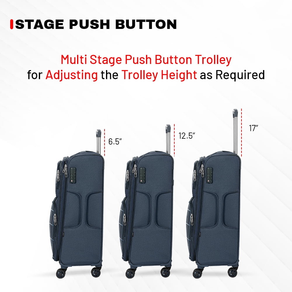 Emblem Falcon 20''/24''/28'' Set of 3-Piece Softside Spinner Luggage Set, 1200D Lightweight with 360 Degree Wheels, and Expandable Trolley Bag, Blue