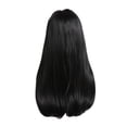thumbnail image 3 of Heliisoer 60cm Bangs Black Medium Long Straight Hair High Temperature Silk Rose Net Wig, 3 of 9