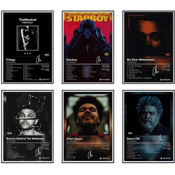 HAHDAXIA The Weeknd Signed Limited Poster Music Album Cover Posters Print Set of 6 Room Aesthetic Canvas Wall Art for Girl and Boy Teens Dorm Decor 8x10 inch