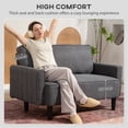 thumbnail image 4 of HOMCOM Loveseat, Linen Fabric Upholstered 2 Seater Sofa Couch, Dark Grey, 4 of 10