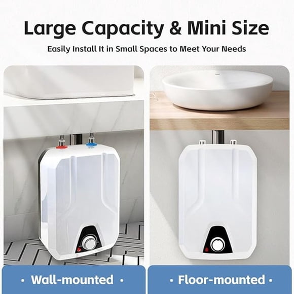 FVSTR Electric Water Heater Smart RV 2.16Gallon 8L 1.5KW US safty Plug 120V Electric Water Heater Smart hot Water Heater Boiler wash only Eliminate Time for Hot Water - Shelf, Wall or Floor Mounted