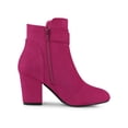thumbnail image 3 of Unique Bargains Bottes à Talon Bloc à Bout Rond pour Femmes Bottines Cheville Rose Vif (Taille 10), 3 of 7