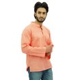 thumbnail image 2 of Atasi Kurta Court à Col Officier pour Homme en Coton Pêche Tunique Décontractée - Petit, 2 of 7