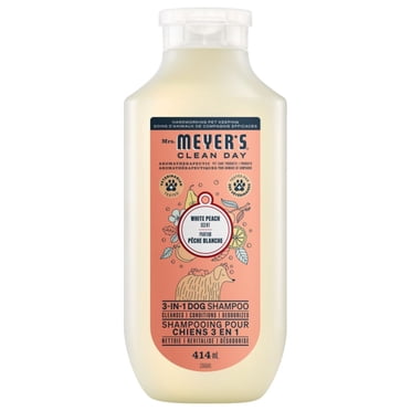 Mrs. Meyers Clean Day Shampooing pour Chiens 3 en 1 Nettoie, Revitalise, Désodorise Pêche Blanche 414 ml