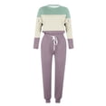 thumbnail image 5 of Mrat Womens Summer Outfits 2 Piece Jogging Sets Color Block Polyester Long Sleeve Sweatsuits Sets Two Piece Track Suits Drawstring High Waist Pants Set Comfy Outfits Q-Green 5XL, 5 of 5