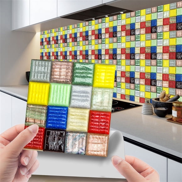 Birdeem 3D Wall Tiles,Kitchen Wall Stickers,10Pc 3D Crystal Tile Stickers Diy Self-Adhesive Wall Stickers,Wall Stickers for Kitchen,3D Wall Stickers,3D Wall Stickers