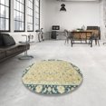 thumbnail image 3 of Ahgly Company Indoor Round Abstract Brown Gold Oriental Area Rugs, 6' Round, 3 of 6