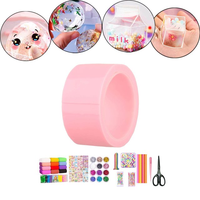 facefd Bulles Double Face pour Enfants Classe Bricolage Fait Main 1 Rouleau avec Outils Complets Rose
