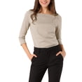thumbnail image 1 of INSPIRE CHIC Women's Work 3/4 Sleeve Boat Neck Houndstooth Blouse Tops, 1 of 6
