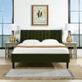 thumbnail image 4 of Sandy Wilson Home Aspen Tufted Headboard Platform Bed Queen Olive Green Velvet, 4 of 17