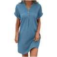 thumbnail image 1 of UPPADA Robe Midi d'Été pour Femme à Manches Courtes, à Volants, Imprimé Floral, Robe Soleil, Décolleté en V Profond, Taille Haute, Robe Maxi Courte Fluide, Robes Décontractées pour les Vacances, Robe Soleil, Robe Maxi à Manches Courtes Bleu, TTG, 1 of 6