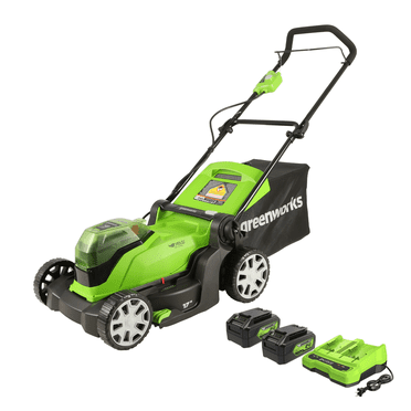 Greenworks 2 x 24V (48V) 17" Cordless Push Lawn Mower, (2) 4Ah USB Batteries and Dual Port Charger Included [125+ Compatible Tools]