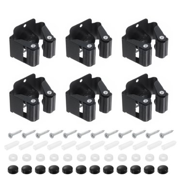 Unique Bargains Support Mural pour Vadrouille et Balai 6 Pcs, Support pour Vadrouille et Balai en Acier Inoxydable 304 avec Crochets, Support Mural pour Balai, Noir