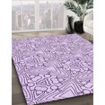thumbnail image 3 of Ahgly Company Tapis d'Intérieur Ronds Lavables à la Machine, Style Transitionnel, Fleur Violette Violette, Tapis de Zone, 8 Pieds Rond, 3 of 7