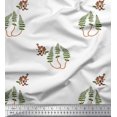 thumbnail image 1 of Soimoi Poly Georgette Fabric Leaves,Bird & Floral Block Printed Fabric 1 Yard 52 Inch Wide, 1 of 3