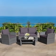 thumbnail image 1 of Costway Ensemble de Mobilier de Terrasse en Rotin 4 Pcs Canapé Table avec Tablette de Rangement Coussin Gris, 1 of 10