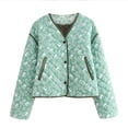 thumbnail image 5 of LOVZFMLL Vestes pour Femmes Doudoune Courte Matelassée Vintage à Imprimé Floral, Ouverte à l'Avant, Veste Courte Légère, Manteau, 5 of 5