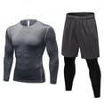 thumbnail image 3 of Men‘s 2 in 1 Compression Sportswear Suits Gym Tights Training Clothes Workout Jogging Sports Set Fitness Tracksuit Running Sets, 3 of 6