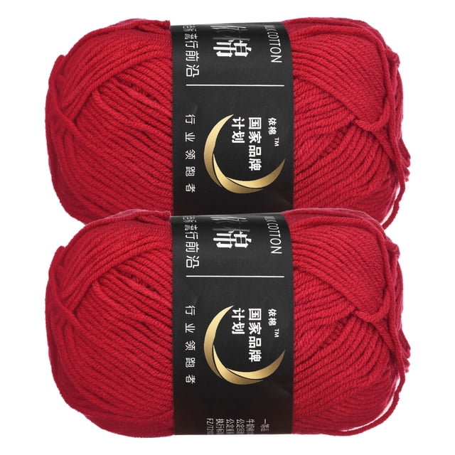 Unique Bargains Fil Acrylique Rouge, Lot de 2 Écheveaux de 50 g