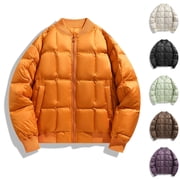 AnuYalue Mens Big and Tall Jacket Casual Warm Winter Coat Stand Collor Quilted Jackets Soild Color Full Zip Outerwear