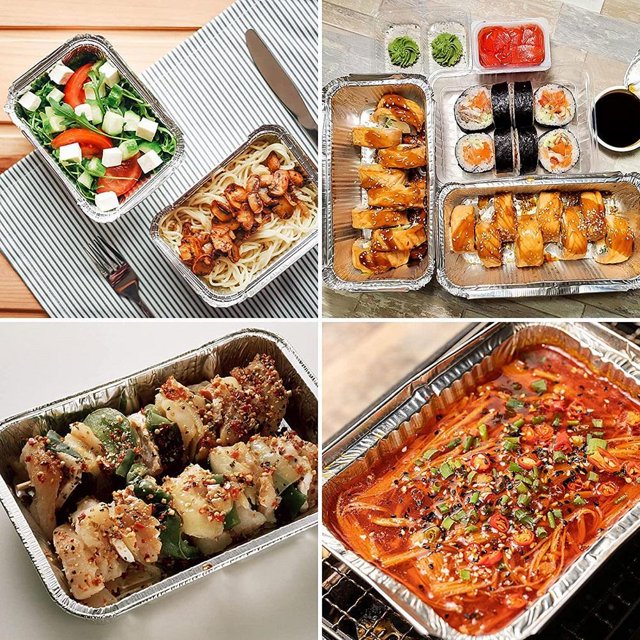 20Pcs 670ml Barbecue Plate Rectangular Aluminum Foil Baking Boxes Roasting Grill Tin Tray for Kitchen Outdoor Supplies
