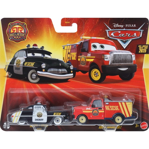 Disney and Pixar Cars Springs Race & Rescue Sheriff & EMS Truck 2-Pack, Set of 2 1:55 Scale Die-Cast Toy Vehicles
