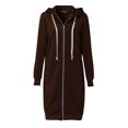thumbnail image 1 of PEZHADA Économies d'Automne Chandail à Capuchon à Fermeture à Glissière Décontracté pour Femme Veste Mi-Longue Peluche Insert Sac Chandail à Fermeture Éclair Chandail à Capuchon à Cordon avec Poche Café, 1 of 5