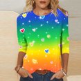 thumbnail image 2 of Haut Imprimé de Noël pour Femmes, Blouse à Manches 3/4 et Col Rond, Chemise des Fêtes pour Tenue Décontractée et Bureau, 2 of 8