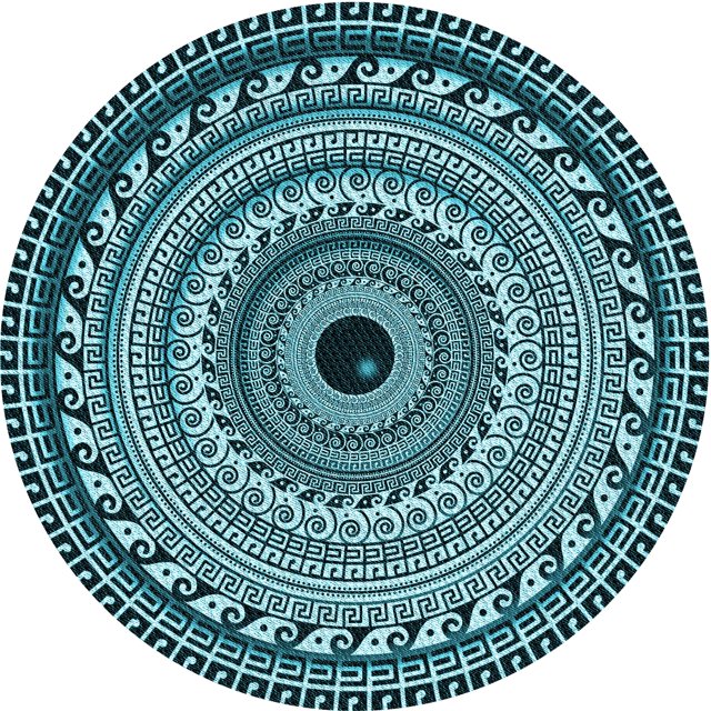 Ahgly Company Tapis Rond Lavable en Machine Intérieur Transitionnel Vert Sarcelle Profond, 5 Pieds Rond