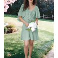 thumbnail image 4 of Womens Dresses Spring Summer Deep V Neck Elegant Bow Tie Mini Dress Light Green L, 4 of 8