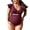Pink, variant on Ruffled V Neck 1 Piece Swimsuit for Maternity Tie Back Bath Suit Ribbed Cut Out Swimwear