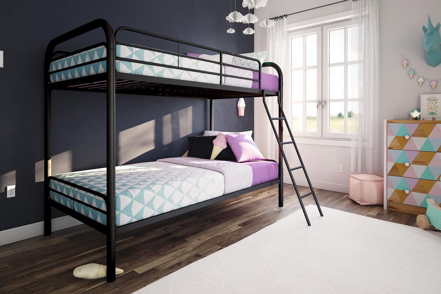 DHP Dusty Twin over Twin Metal Bunk Bed