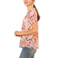 thumbnail image 4 of INSPIRE CHIC Blouse pour Femme à Fleurs à Volants Manches Courtes Col à Volants Blouses Décontractées S Blanc, 4 of 8