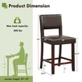 thumbnail image 4 of Costway Set of 2 Upholstered PVC Leather Bar Stools 24.5" Dining Chairs with Back Brown, 4 of 9
